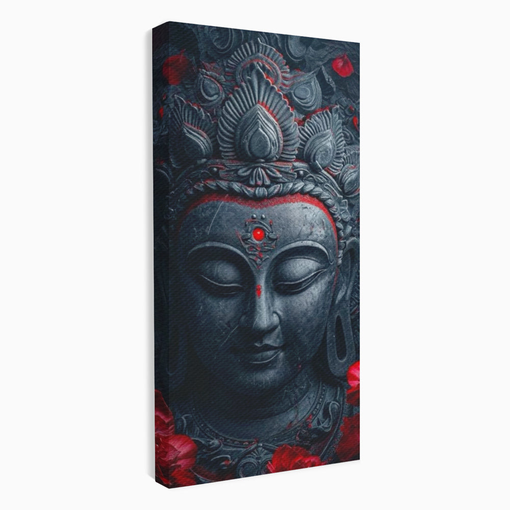 Tablou canvas cu tablou canvas cu capul lui buddha, fara rama, pe sasiu de lemn